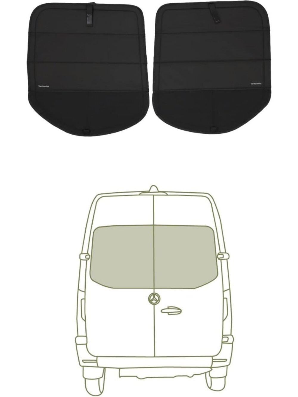 Essential Rear Door Window Cover for Mercedes Sprinter - Full Plastic Trim